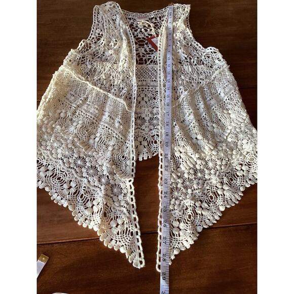 MOSSIMO Bohemian Lace Open Front Vest BOHO CHIC 100% Cotton Ivory Medium - Large - Picture 13 of 14